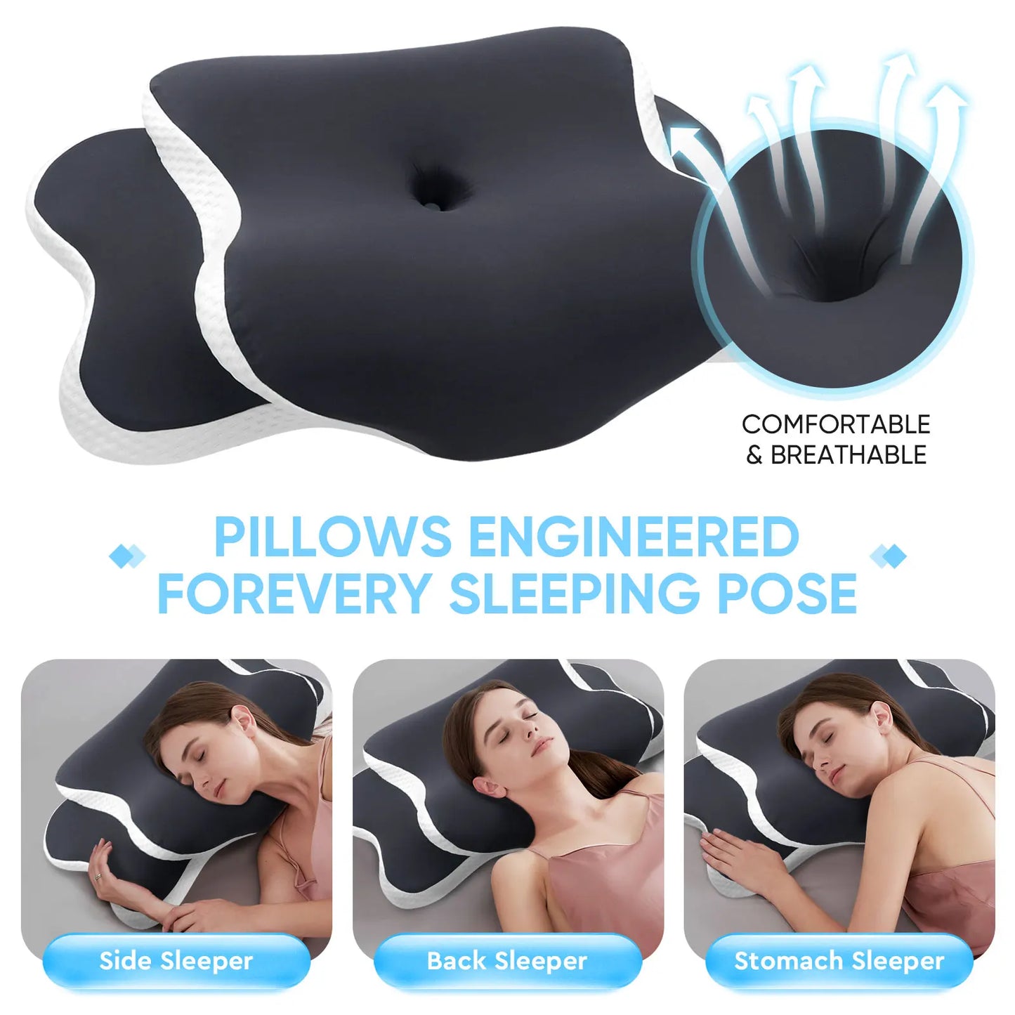 Butterfly Memory Foam Pillows Butterfly Shaped Relaxing Cervical Slow Rebound Neck Pillow Pain Relief Sleeping Orthopedic Beding