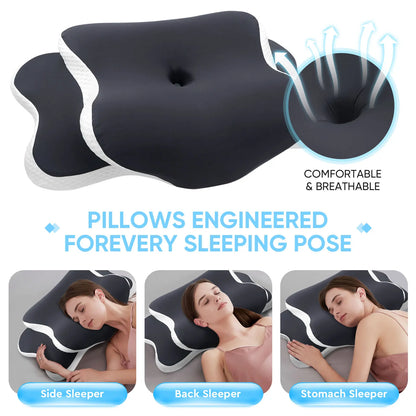 Butterfly Memory Foam Pillows Butterfly Shaped Relaxing Cervical Slow Rebound Neck Pillow Pain Relief Sleeping Orthopedic Beding