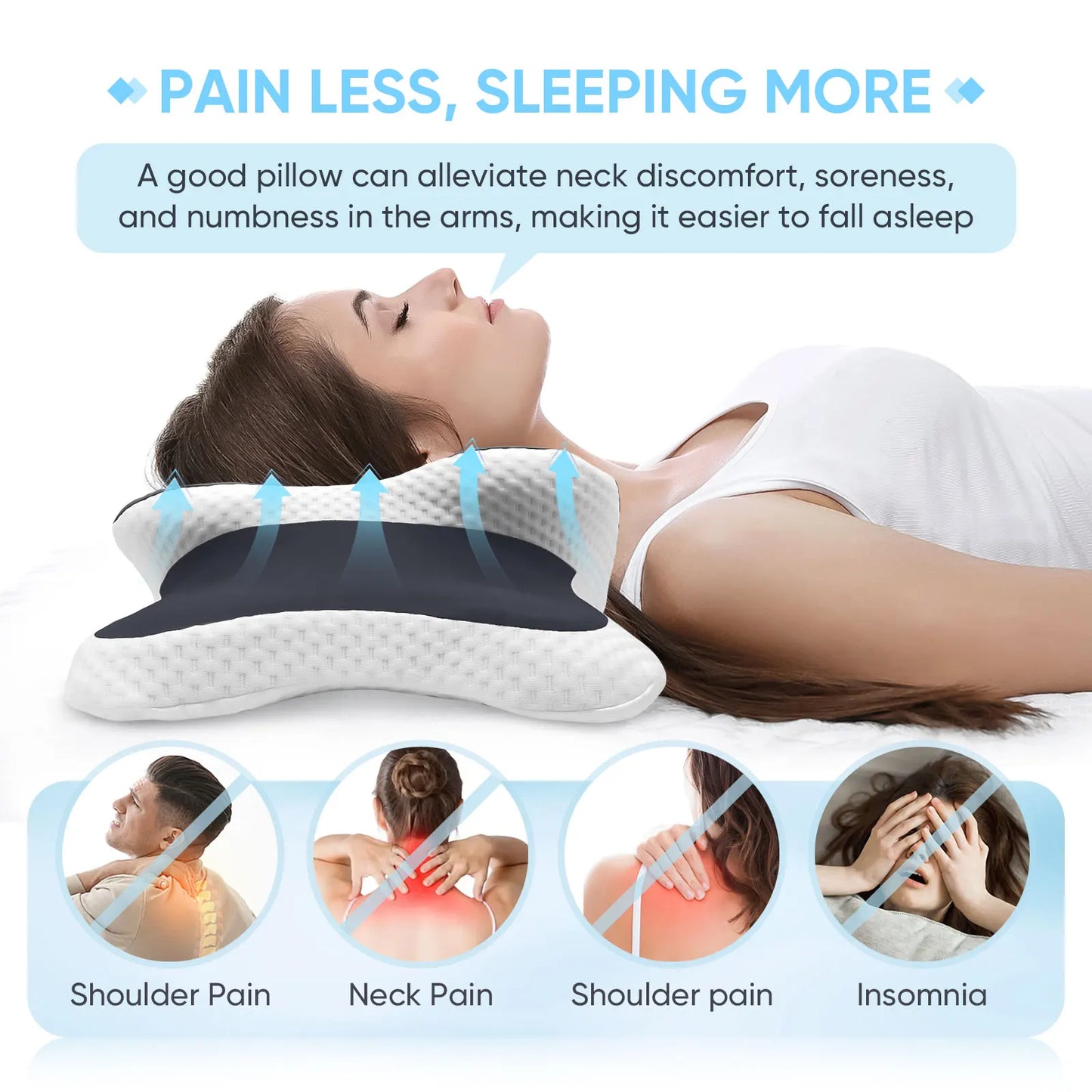 Butterfly Memory Foam Pillows Butterfly Shaped Relaxing Cervical Slow Rebound Neck Pillow Pain Relief Sleeping Orthopedic Beding